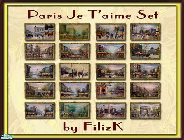Sims 2 — Paris Je T'aime by filizk — 20 recolors of "In The Beginning" painting by Maxis.