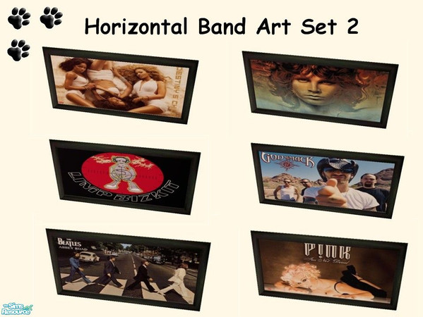 Sims 2 — Horizontal Band Art Set 2 by MinnieMinPin — Music Inspired Art. Pictures are 2 tiled & All Horizontal. They