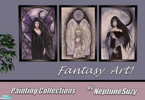 Sims 2 — NSC Painting Set96 - Fantasy by Neptunesuzy — Your Sims will love these Fantasy Fairy Paintings! Enjoy!