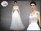 Sims 4 — Wedding Dress EB13 with Blush Colors by Five5Cats — Designer inspired long wedding gown with floral and lace