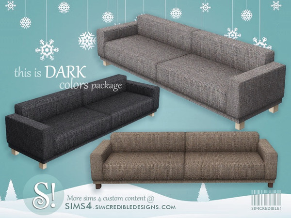Sims 4 — Estrela Sofa - Dark colors by SIMcredible! — by SIMcredibledesigns.com available at TSR 3 colors in 9 variations