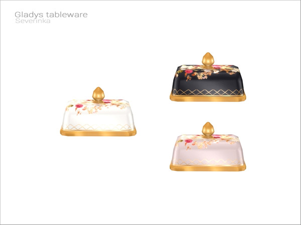 Sims 4 — [Gladys tableware] - butter-dish by Severinka_ — Porcelain butter-dish From the set 'Gladys tableware' Build /