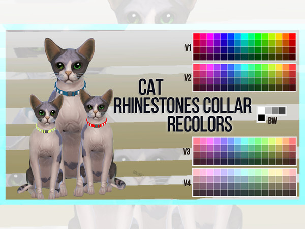 Sims 4 — Cat Rhinestones Collar Recolors by mayrez — This is the Cats and Dogs rhinestones collar for cats recolored.