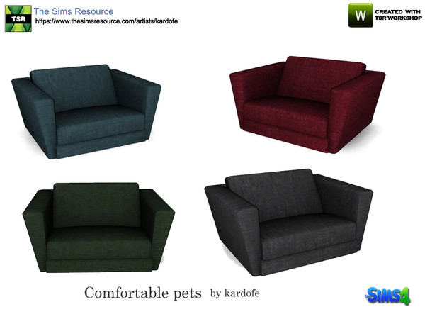 Sims 4 — kardofe_Comfortable pets_Small pet bed 4 by kardofe — Bed for small pets, a small armchair for our pet to rest