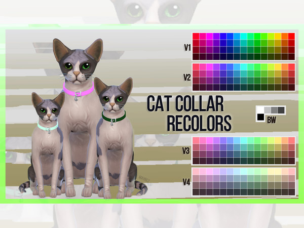 Sims 4 — Cat Collar Recolors by mayrez — This is the Cats and Dogs collar for cats recolored. Pick and choose as many