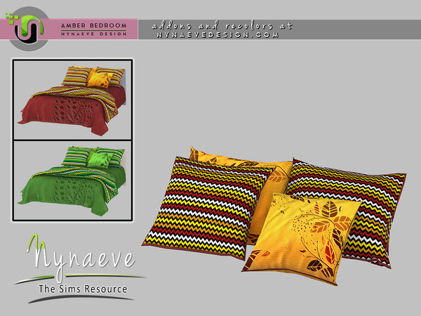 Sims 4 — Amber Pillows by NynaeveDesign — Amber Bedroom - Pillows Located in: Decor - Rugs Price: 139 Tiles: 2x2 Color