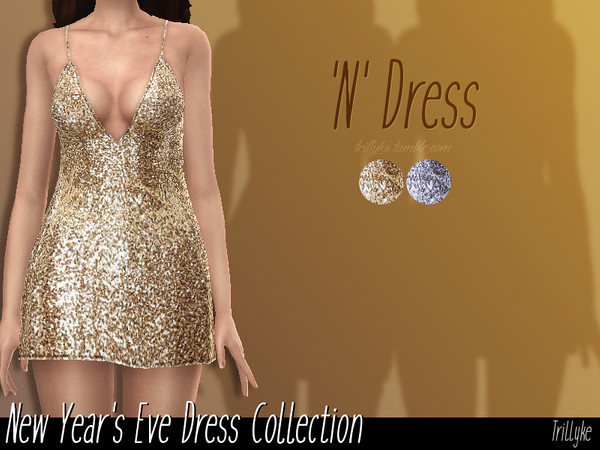 Sims 4 — Trillyke - 'N' Dress by Trillyke — A glittery, sparkly dress, perfect for New Year's Eve party. - 2 swatches -