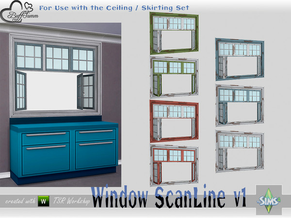 Sims 4 — WindowSet ScanLine Counter 2x1 ceiling open R by BuffSumm — Part of the *Window Set ScanLine* Created by