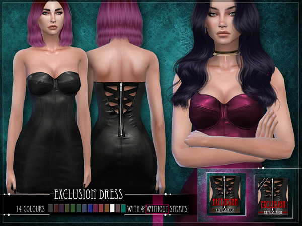Sims 4 — Exclusion Dress - No Straps by RemusSirion — Exclusion Dress for female sims (Sims4) - without straps HQ mod
