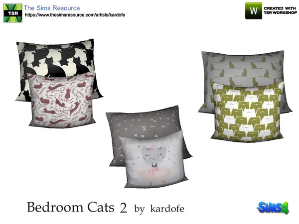 Sims 4 — kardofe_Bedroom Cats_Children's cushions by kardofe — Group of two cushions to place on the children's bed, in