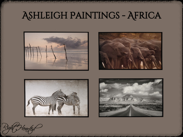 Sims 4 — Ashleigh Paintings - Africa by RightHearted — 3 African themed and an American themed painting. Part of the