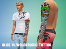 Sims 4 — Alice in Wonderland Tattoo by SatelliteBeep — Full color Alice in Wonderland tattoo suitable for both male and