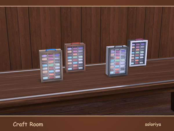 Sims 4 — Craft Room Threads Organizer by soloriya — Threads organizer with glass. Part of Craft Room set. 4 color