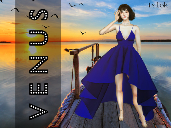 Sims 4 — tslok Venus Dress by tslok — /a high low dress /new mesh /high poly ~8k /8 swatches