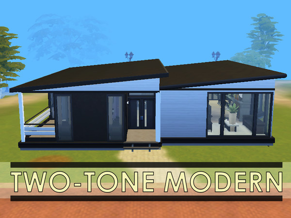 Sims 4 — Two-tone Modern by RaeTheSims4 — A mid-sized modern style home fit for a family of four. It features an