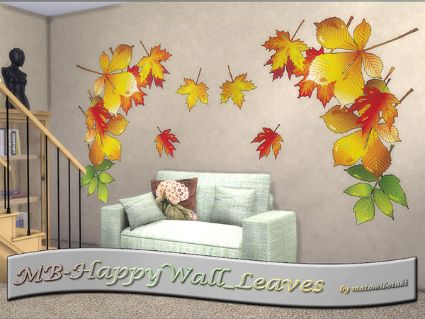 Sims 4 — MB-HappyWall_LeavesSET by matomibotaki — MB-HappyWall_LeavesSET, 2 lovely matching wall tatoos with autumn
