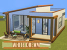 Sims 4 — White Dream by RaeTheSims4 — This micro-cottage features an L-shaped kitchenette, and a combined living and