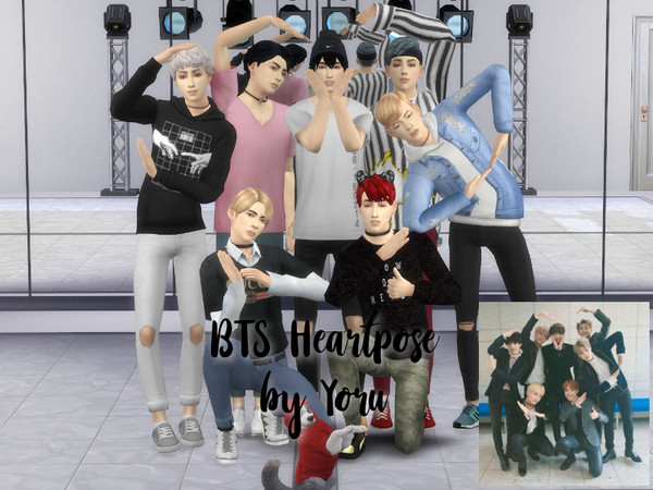 Sims 4 — BTS Heartpose Posepack by Yor — A Sims 4 Posepack that consists of 7 ingame poses, one for each BTS member to