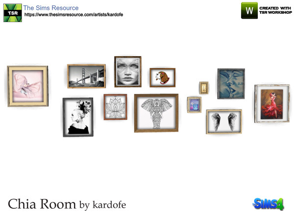 Sims 4 — kardofe_Chia Room_Pictures by kardofe — Group of twelve paintings of all styles and shapes, with which an