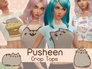 Sims 4 — Pusheen Crop Tops by Thats_Llama — Four short tops with a Pusheen design. All in pastel colours.