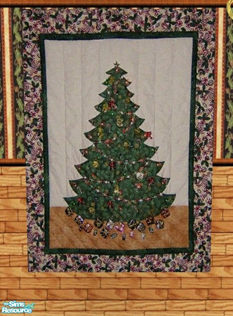 Sims 2 — Country Christmas Living - Tapestry by Riverwillows — Lovely, hand-quilted tapestry of a Christmas Tree. 