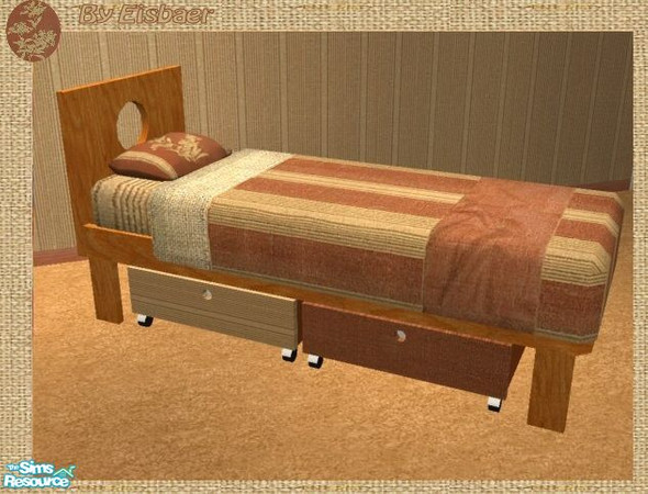 Sims 2 — Little Thinker Chocolate TC34 - Bed by Eisbaerbonzo — Beautiful bed with cutouts, sweet dreams guaranteed.
