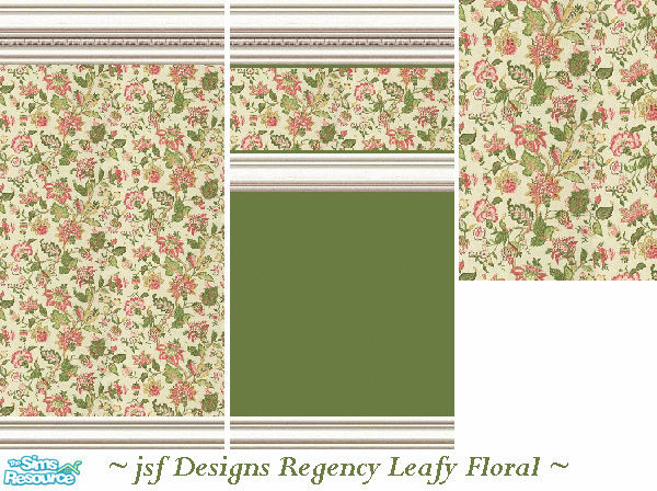 Sims 2 — jsf DesignsRegencyLeafyFloral by jsf — A soft miniprint in lime green leaves and coral pink flowers all set in