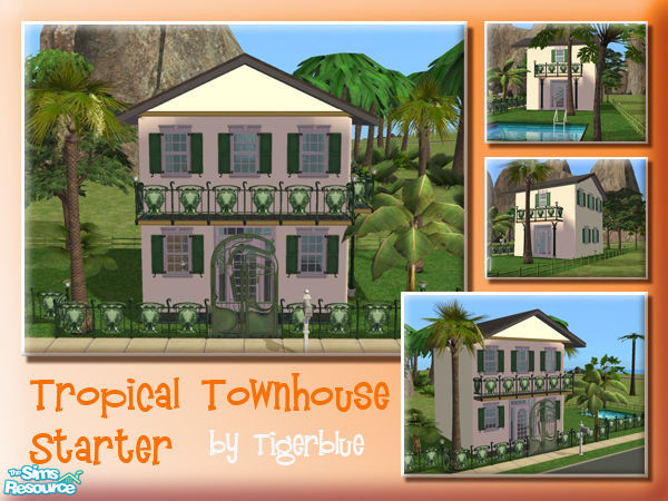Sims 2 — Tropical Townhouse Starter by Tigerblue — *REQUIRES BV ONLY* An unfurnished starter version of this property,