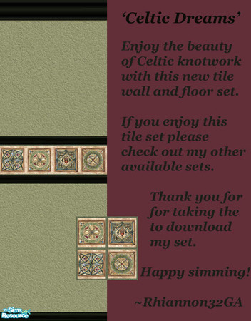 Sims 2 — 'Celtic Dreams' Collection by rhiannon32ga — This is a beautiful Celtic knotwork wall & floor tile set. The
