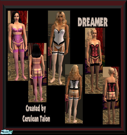 Sims 2 — Dreamer - Adult by Cerulean Talon — Elegance and comfort combine with a fun and sexy bustier ensemble for adults