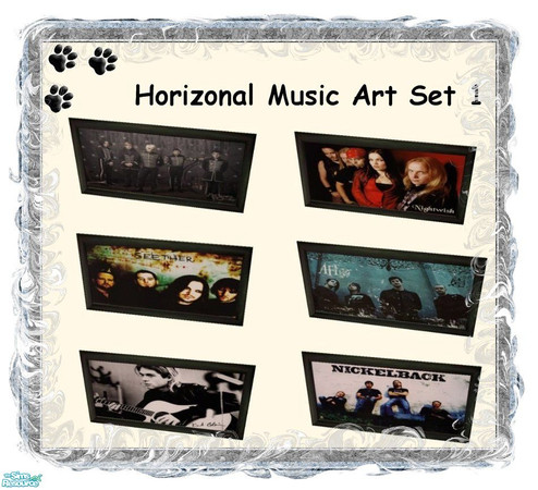 Sims 2 — Horizonal Music Art Set 1 by MinnieMinPin — Music Inspired Art. Pictures are 2 tiled & All Horizontal. They
