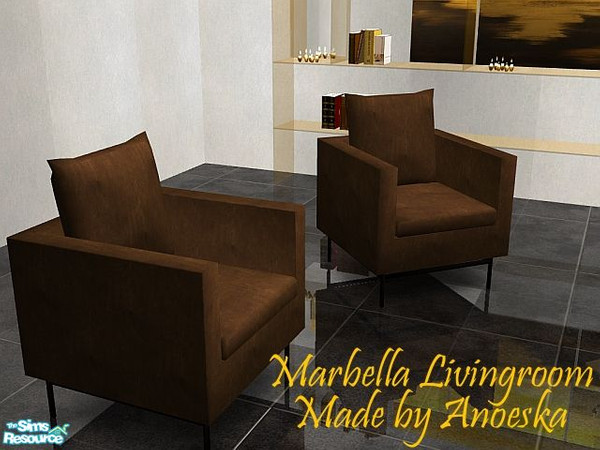 Sims 2 — Marbella Livingroom Chair by AnoeskaB — Modern brown livingroom chair. Part of the Marbella Livingroom.