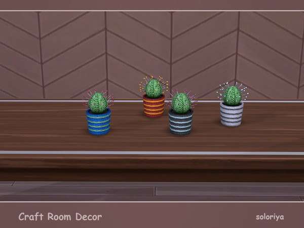 Sims 4 — Craft Room Decor Pincushion Cactus by soloriya — Pincushion cactus with needles. Part of Craft Room Decor set. 4