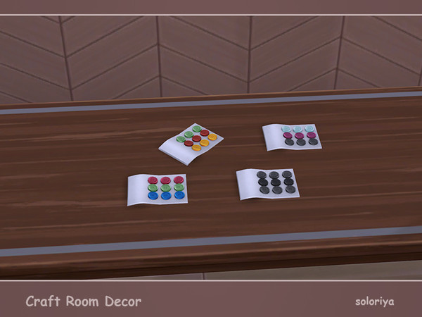 Sims 4 — Craft Room Decor Buttons by soloriya — Nine buttons on a paper. Part of Craft Room Decor set. 4 color