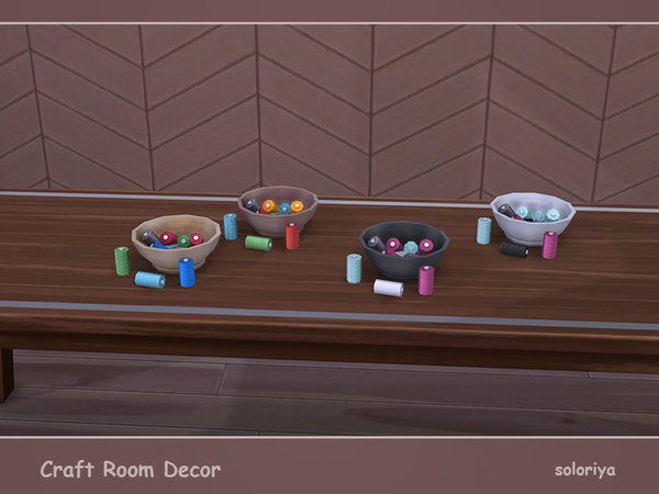 Sims 4 — Craft Room Decor Bowl with Threads by soloriya — Bowl with threads inside and out. Part of Craft Room Decor set.