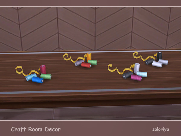 Sims 4 — Craft Room Decor Threads and Sewing Tape Measure by soloriya — Four threads and a sewing tape measure in one