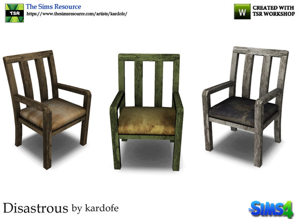 Sims 4 — kardofe_ Disastrous_DiningChair by kardofe — A chair, it needs some paint and a new cloth, but we can sit on it.