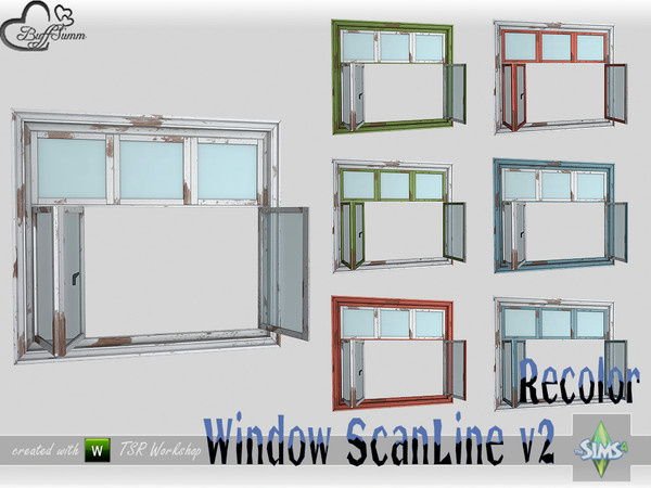 Sims 4 — WindowSet ScanLine Recolor Single 2x1 v2 open by BuffSumm — Part of the *Window Set ScanLine* Created by