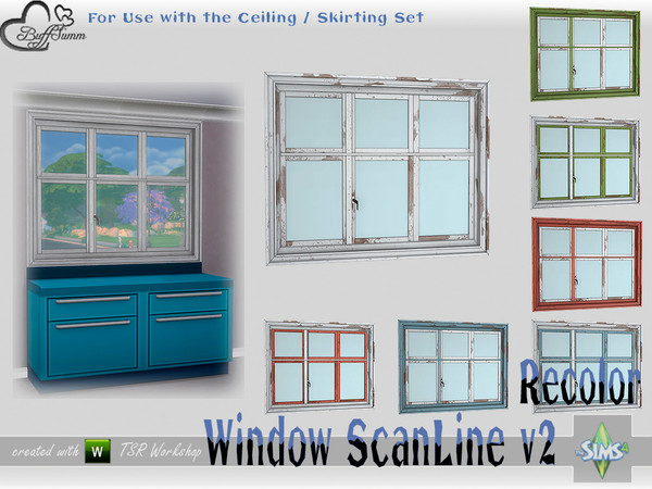 Sims 4 — WindowSet ScanLine Recolor Counter 2x1 v2 ceiling by BuffSumm — Part of the *Window Set ScanLine* Created by