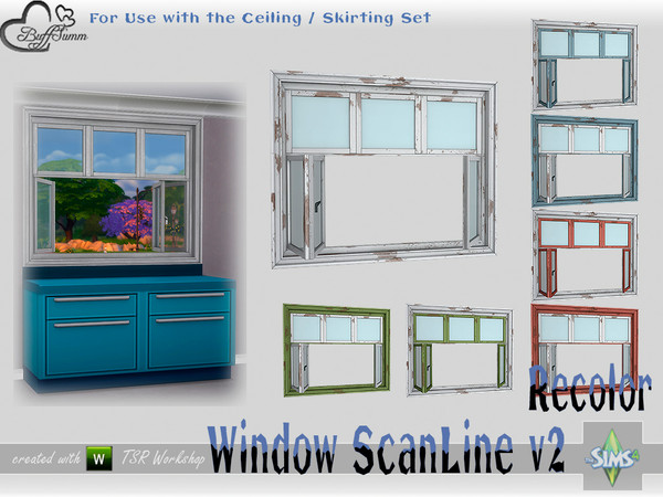 Sims 4 — WindowSet ScanLine Recolor Counter 2x1 v2 ceiling open by BuffSumm — Part of the *Window Set ScanLine* Created
