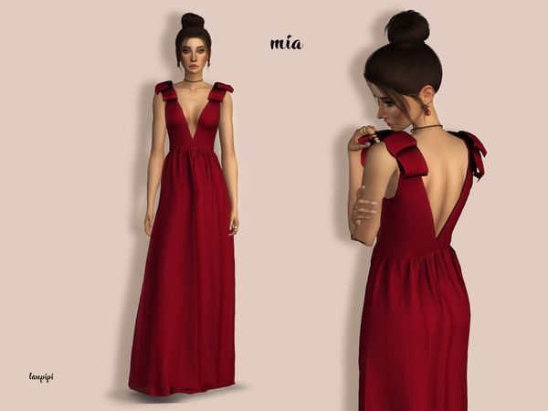 Sims 4 — Mia by laupipi2 — New dress, with custom mesh 5 Swatches enjoy!