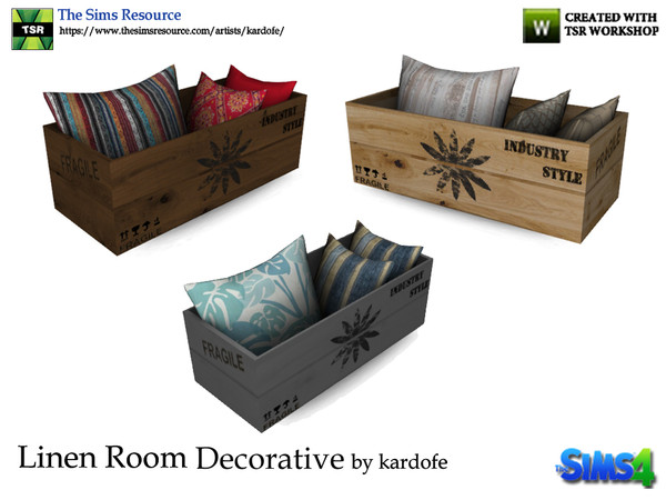 Sims 4 — kardofe_Linen Room_Box with cushions by kardofe — Wooden box to have arranged the cushions, in three color