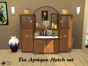 Sims 4 — Zia Antique Hutch set by RightHearted — A beautiful 5-pieces hutch set with both contemporary and antique decor