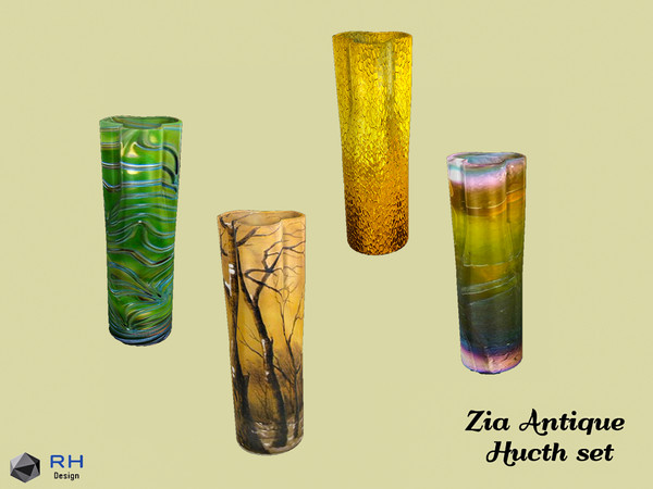 Sims 4 — Zia Stained Glass Vase - Clover by RightHearted — Small, hand-blown eosin glaze vases in a stained glass style.