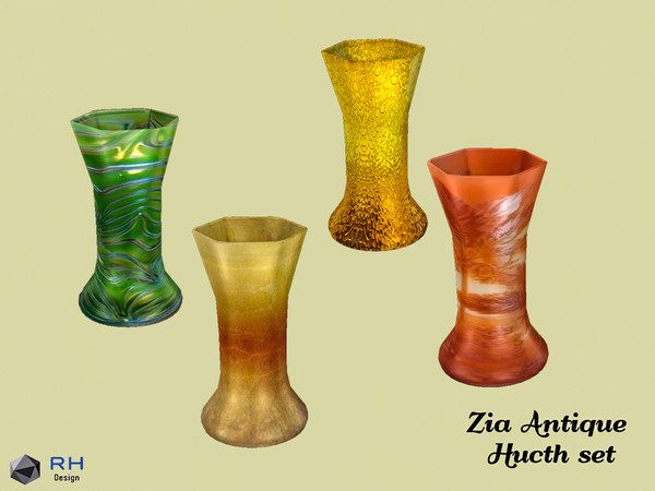 Sims 4 — Zia Stained Glass Vase - Hexagon by RightHearted — Small, hand-blown eosin glaze vases in a stained glass style.