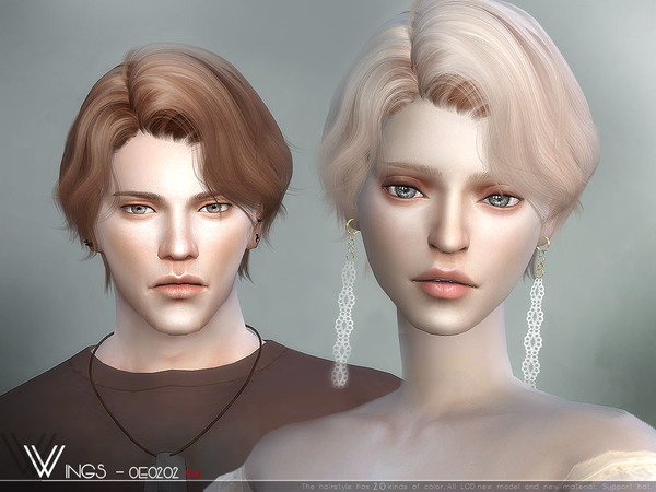 Sims 4 — WINGS-OE0202 by wingssims — This hair style has 20 kinds of color File size is about 15MB Hope you like it!