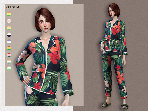 Sims 4 — Pajama by ChloeMMM — Created for: The Sims 4 ** 9 colors ** New mesh by me. ** Recolor is allowed but PLEASE DO