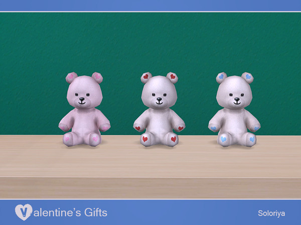 Sims 4 — Valentine's Gifts. Teddy Bear by soloriya — Decorative toy Teddy Bear. Part of Valentine's Gifts set. 3 color