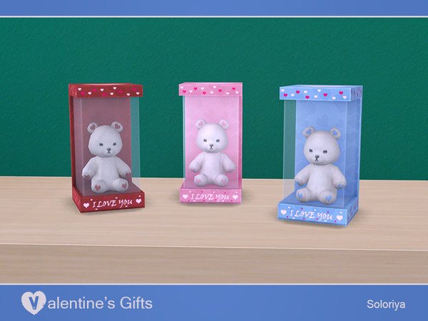 Sims 4 — Valentine's Gifts. Teddy Bear Gift by soloriya — Teddy Bear gift in a box. Part of Valentine's Gifts set. 3