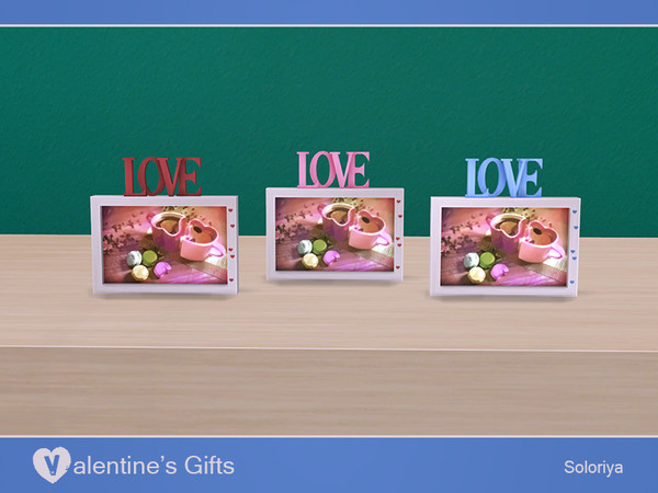Sims 4 — Valentine's Gifts. Frame by soloriya — Frame with a painting and letters Love on the top. Part of Valentine's